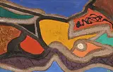 Gerard Dillon, Abstract Forms, oil and sand on board