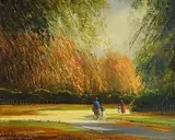Autumn, St Stephen's Green, Dublin by Norman J. McCaig, oil on canvas board, sold Oct 2019