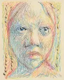 Colin Middleton, Female Portrait, 1948, coloured crayons on paper