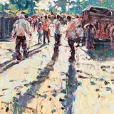 Point of Sunset, Tallow Horse Fair by Arthur K. Maderson, oil on board, sold Oct 2019