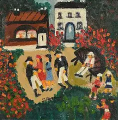 Gretta Bowen, Dancing to an Accordion I, oil on board