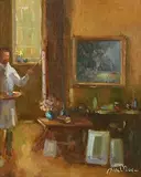 Liam Treacy, Interior, oil on canvas laid on board
