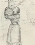 Mother and Child by John Butler Yeats, pencil drawing, sold Sep 2019