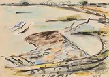 Norah McGuinness, Geese at Sutton Cross, mixed media on paper