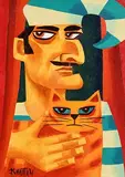 Mr Punch and Cat by Graham Knuttel, oil on canvas, sold Sep 2019