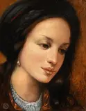 Ken Hamilton, Girl with a Teardrop Earring, oil on board