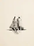 Lynn Chadwick British, Two Sitting Figures, 1971, limited edition lithograph -signed & numbered 33 from an edition of 100