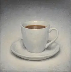 Conor Walton, Coffee Cup, oil on board