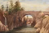Andrew Nicholl, Waterfall by the Bridge, watercolour