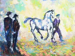 Vultures by Declan O'Connor, oil on canvas, sold Sep 2019