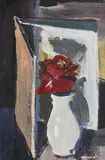 Still Life - Rose and Book by Brian Ballard, 1986, oil on board, sold Sep 2019