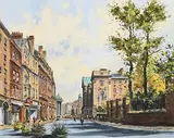 Trinity College from Grafton Street, Dublin by Colin Gibson, oil on board, sold Sep 2019