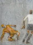 Joseph O'Connor, The Game, mixed media on paper