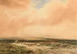 Wycliffe Egginton, Driving Sheep, watercolour