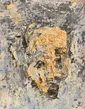 Head by John Kingerlee, 2018, oil on indian paper, sold Sep 2019