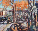 Norman Teeling, College Green, Dublin, oil on board