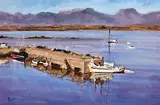 Michael Hanrahan, Moored at the Roundstone Quayside, oil on board