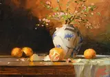 Mat Grogan, Chines Vase with Fruit, oil on board
