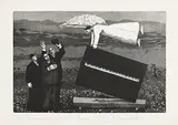 Karolina Larusdotter, The Piano Movers Thank the Angel, aquatint - numbered 178 from an edition of 200