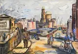 Norah McGuinness, Liffey Wall, Dublin, gouache on card