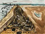 Norah McGuinness, Shells and Rusted Wire II, 1986, gouache on board