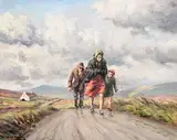 Heading for the Village by Charles McAuley, oil on canvas, sold Aug 2019