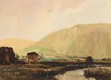 Loading the Turf by Frank McKelvey, watercolour, sold Aug 2019