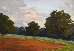 The Ploughed Field, Belvoir Park by Hans Iten, oil on board, sold Aug 2019