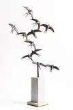 Ian Pollock, Swallows in Flight, 2006, unique bronze on granite base