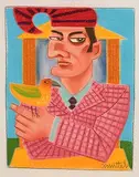 Graham Knuttel, Mr Punch and Bird, pastel