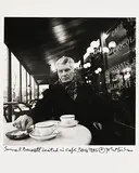 Samuel Beckett Seated in Cafe Paris by John Minihan, 1985, silver gelatin print - numbered 40 from an edition of 100, sold Aug 2019