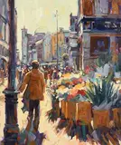 Flower Sellers, Grafton Street by Norman Teeling, oil on board, sold Aug 2019