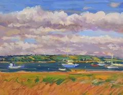 Boats, Youghal by James O'Halloran, oil on board, sold Aug 2019