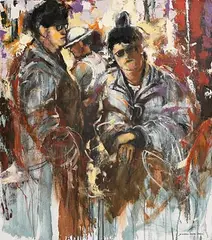 Denis Orme Shaw, Market Day, oil on canvas