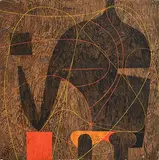 Seated Figure by Colin Middleton, oil on board, sold Aug 2019