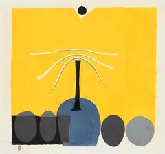 Still Life on Yellow by Colin Middleton, gouache on paper, sold Aug 2019