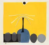 Colin Middleton, Still Life on Yellow, gouache on paper