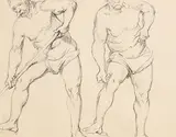 Mary Swanzy, Two Studies of a Male Model, pencil drawing