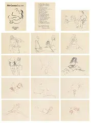John Lennon, Bag One, 15 lithograph & screenprints (6 in black & white and 7 in sepia in printed folder from 1970)