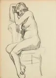 Roderic O'Conor, Female Seated Nude, charcoal on paper