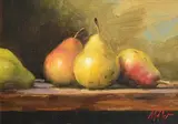 Mat Grogan, Still Life with Pears, oil on board