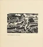 Harry Kernoff, Turf Worker on the Bog, woodcut - printed by Hely's Dublin 1951 - number 7 from an edition of 400