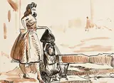 Patrick Leonard, Helping Mum, pen & wash