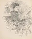 Lilly Yeats by John Butler Yeats, pencil drawing, sold Jun 2019