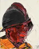 John B. Vallely, Helmeted Head II, oil on canvas