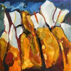 Abstract Composition by Michael Gemmell, oil on canvas, sold Jun 2019