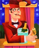 Cheers, Mr Punch by Graham Knuttel, oil on canvas, sold Jun 2019