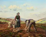 Charles McAuley, The Potato Pickers, oil on canvas