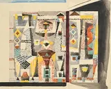 Colin Middleton, Three Seated Figures, watercolour on paper