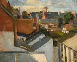 Ken Howard, Rooftops, oil on canvas laid on board
